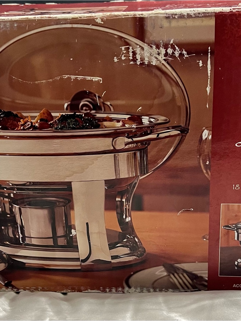 Round Stainless Steel Chafing Dish with Clear Lid - Silver